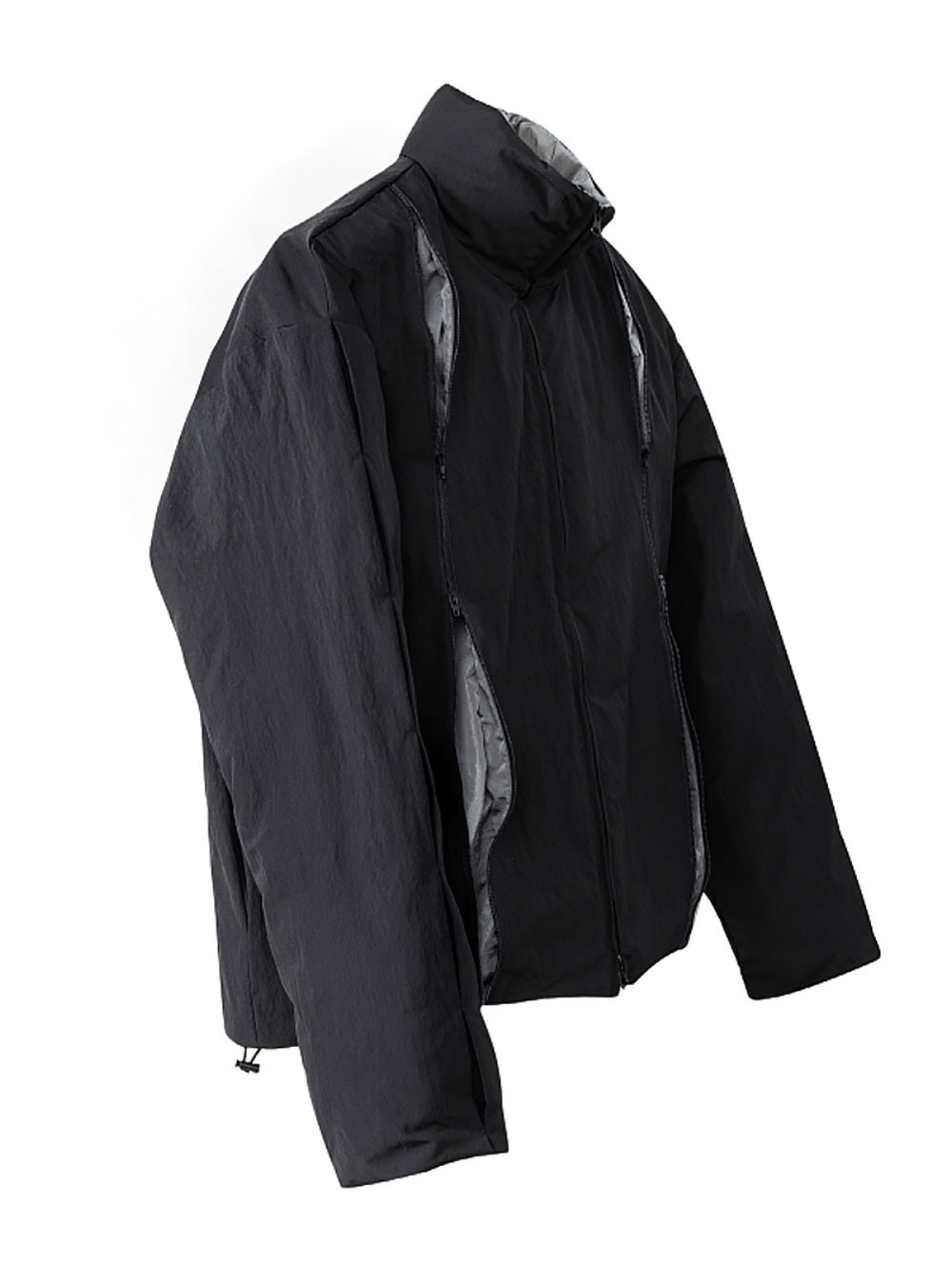 [OCEANBACCA] Pleats Color Matching Black Cotton Jacket