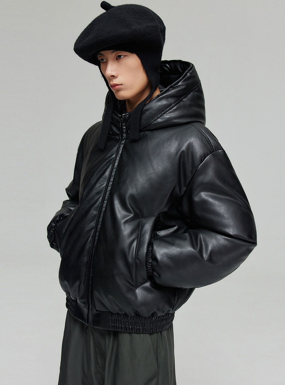 [SIMPLE PROJECT] pocket twist wire hooded down jacket (2color)