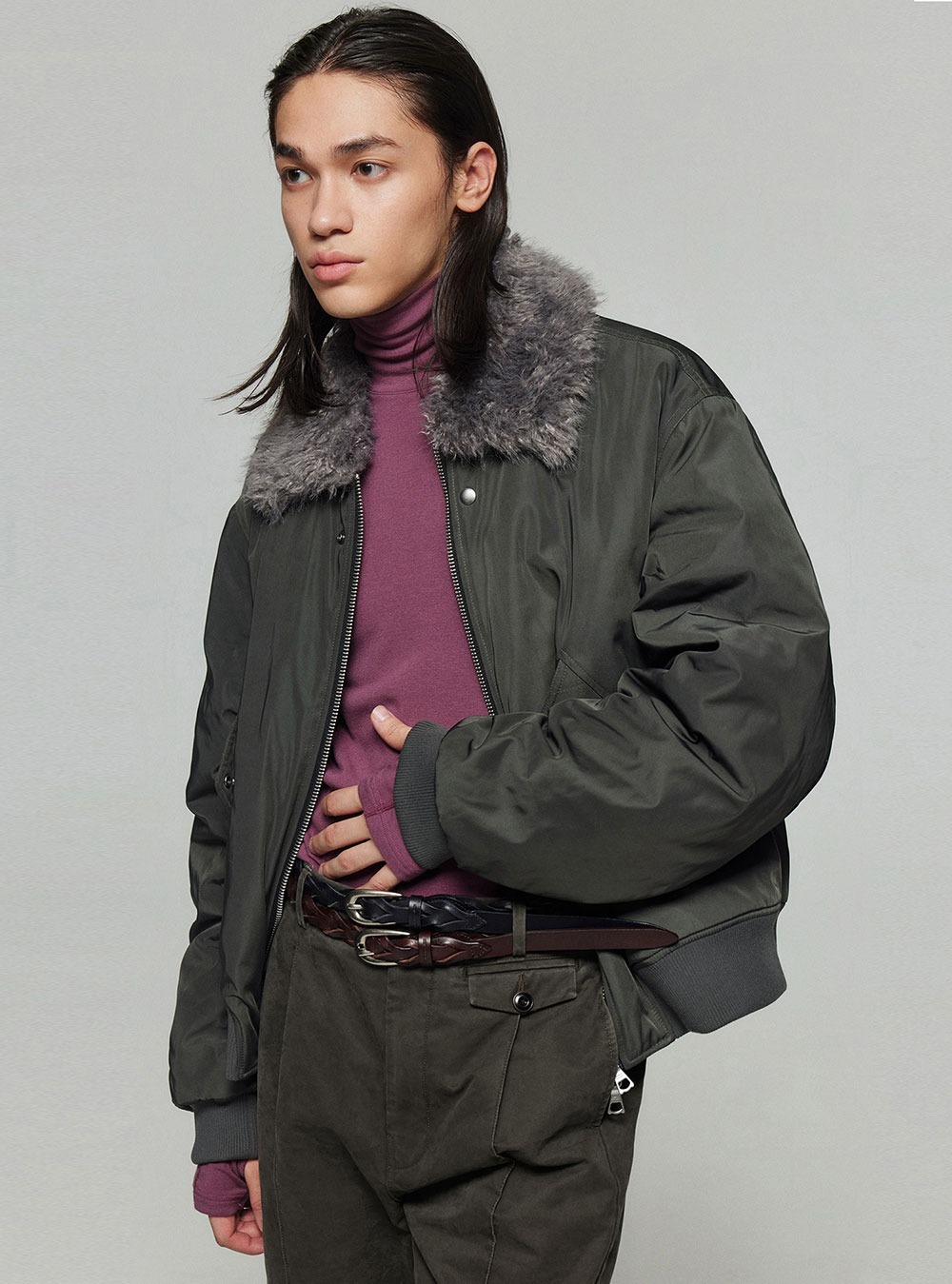 [SIMPLE PROJECT] MA-1 Fur Raphel Silhouette Jacket (2color)