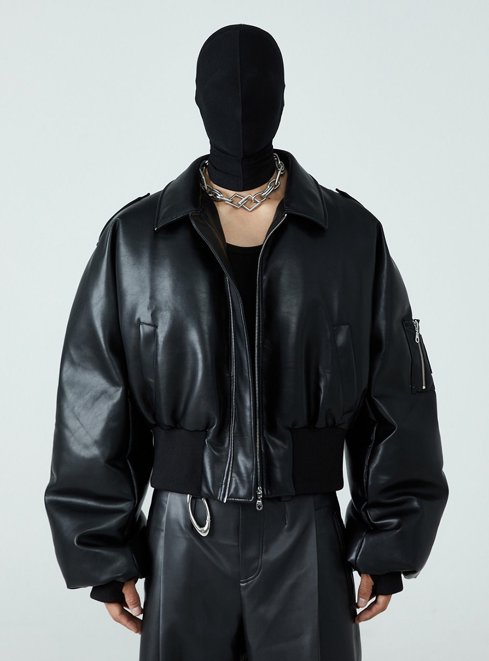 [FRKM SCD] duck down PU leather jacket