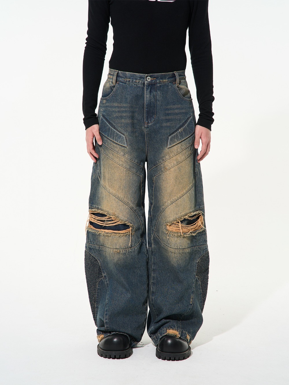 [BLIND NO PLAN] Distressed Damage Jeans (3color)