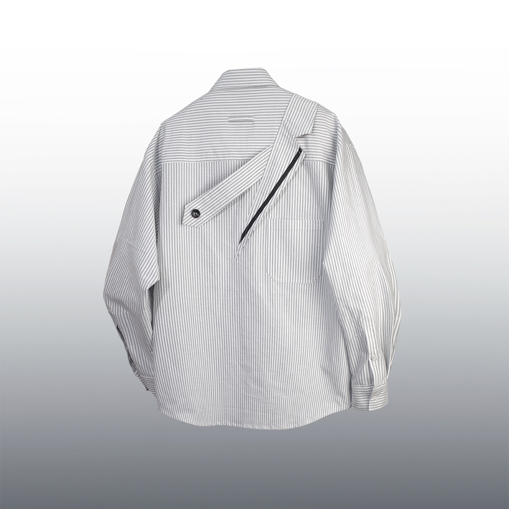 [ACRT] back suit collar striped wash long sleep shirt