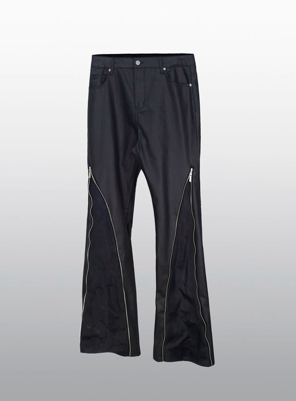 [ACRT] Waxed Silhouette Metal Zipper Pants