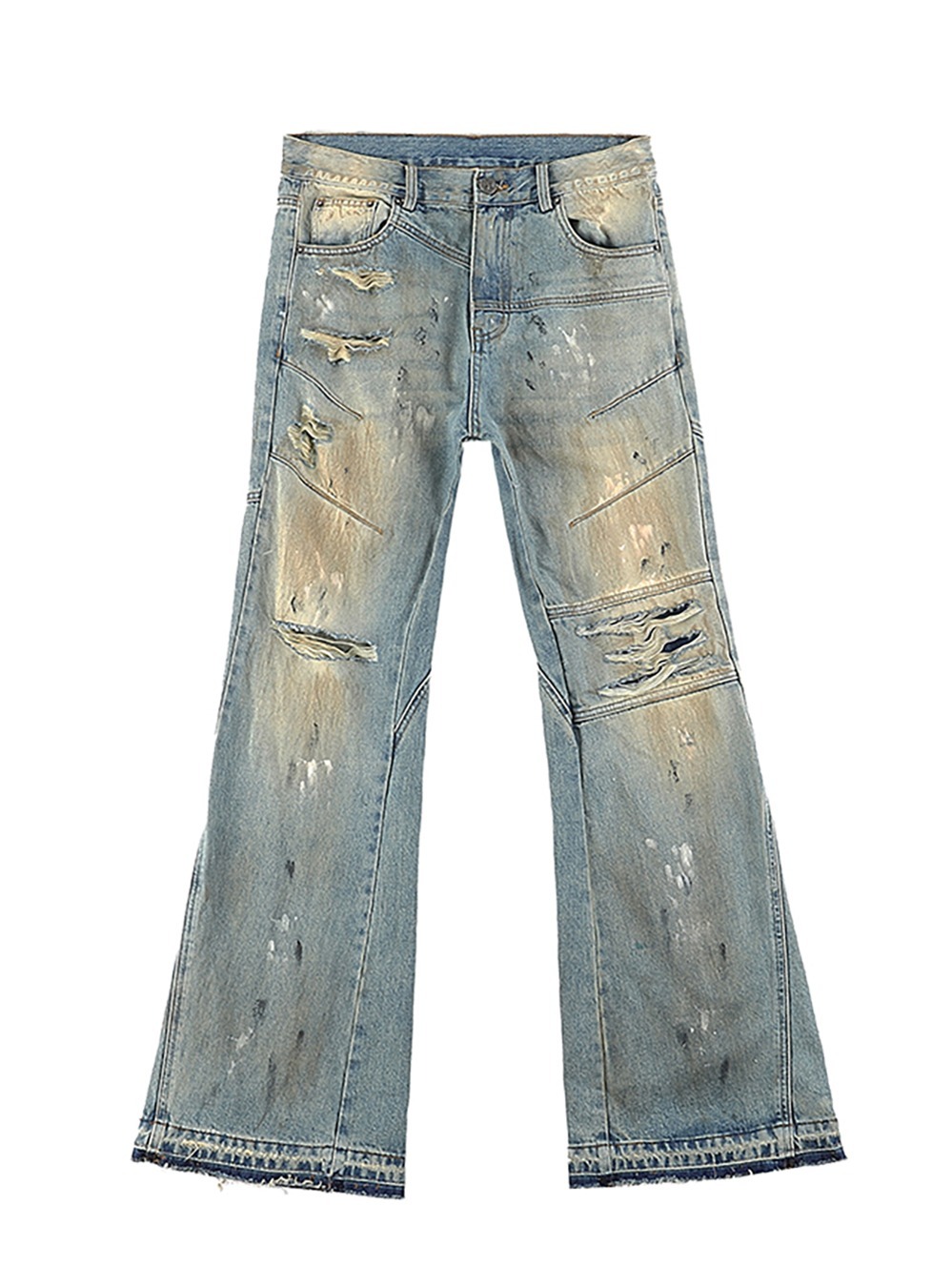 [D5OVE] Muddy Washing Distressed Bootcut Jeans
