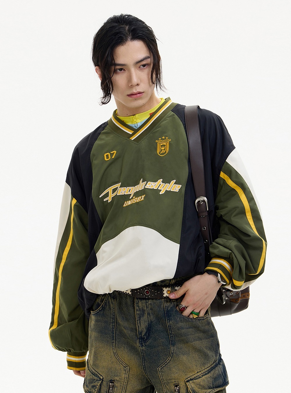 [PEOPLESTYLE] Rugby Contrast V-Neck Sweat Shirt (2color)