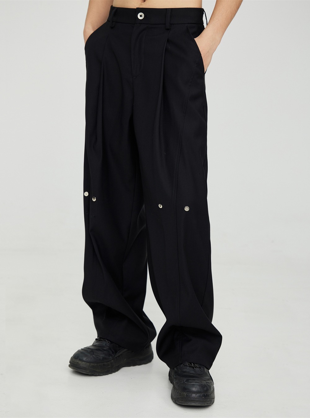 [PEOPLESTYLE] push button wide drip pants(3color)