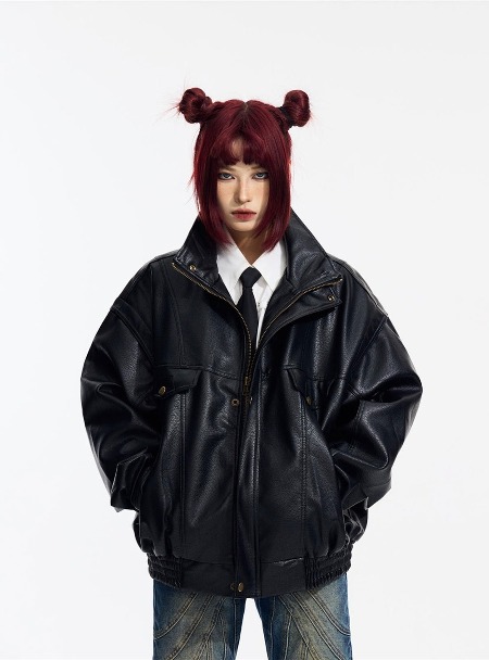 [PEOPLESTYLE] Unisex cool leather jacket