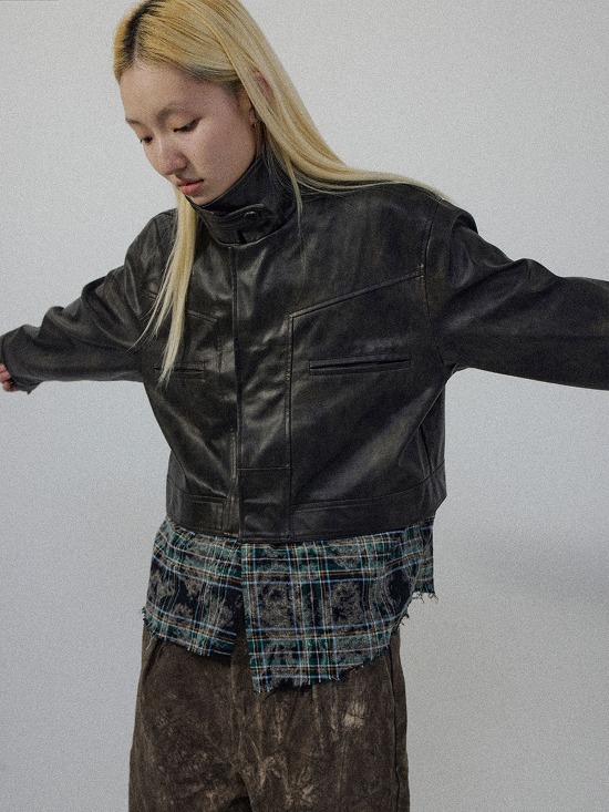 [CONP] Patchwork Leather Jacket