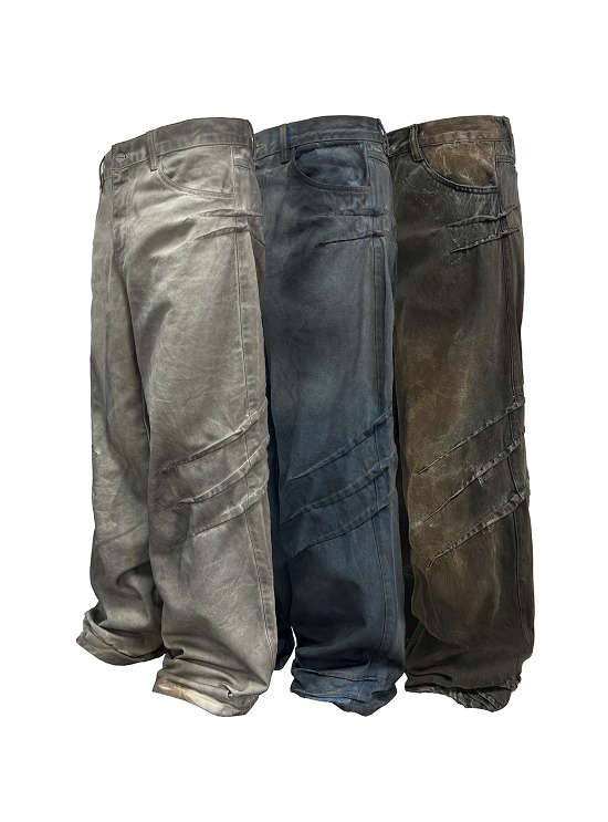[JCAESAR] Dirty Wash Scratched Jeans