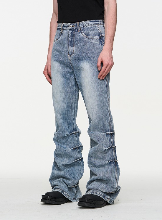 [BLIND NO PLAN] Washed Off-Set Boots Spring Jeans