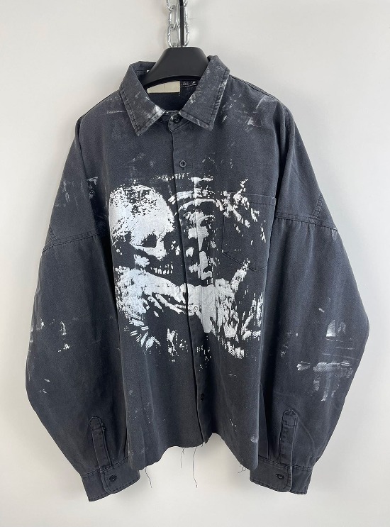 [HELL SYSTEM] DISTRESSED LOOSE LONG-SLEEVE CASUAL SHIRT