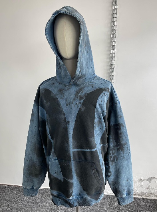 国内で当店のみ Hell System - HANDMADE DIRTY HOODED SWEATSHIR HELL SYSTEM] HANDMADE DIRTY HOODED SWEATSHIRT - BCAESAR