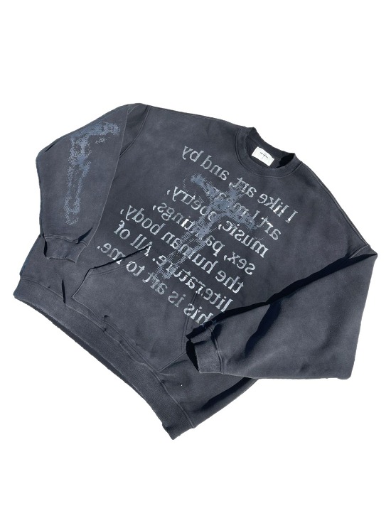 国内で当店のみ Hell System - HANDMADE DIRTY HOODED SWEATSHIR HELL SYSTEM] HANDMADE DIRTY HOODED SWEATSHIRT - BCAESAR