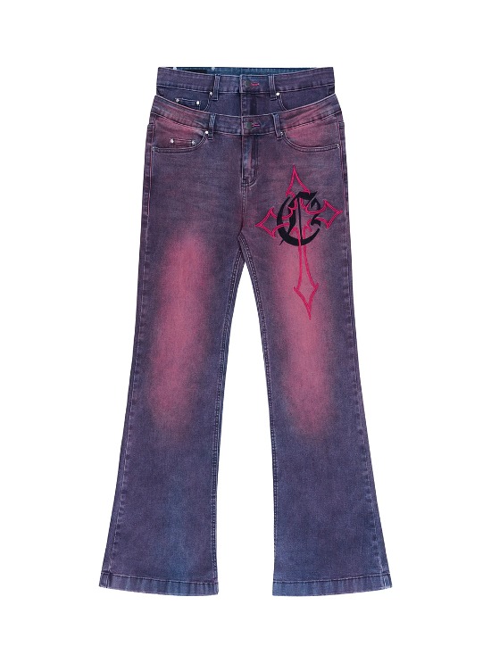 [COZY] Double Cross Flare Jeans