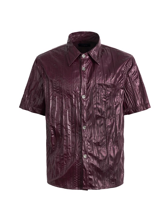 [TERRAINCOGNITA] LEATHER PLEATED SHORT-SLEEVED SHIRT (3color)