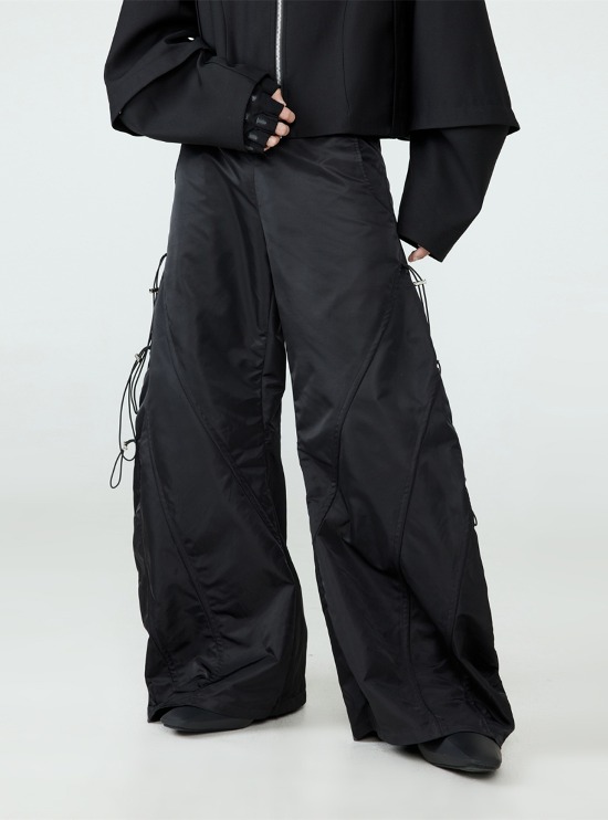 [FRKM SCD] Simmer Cut Lace-Up Design Casual Wide Pants