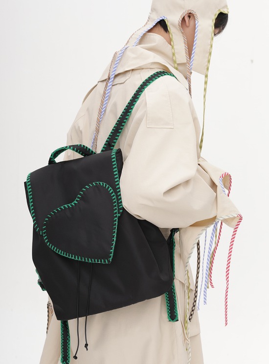[LIJUNWANG] Nylon Waterproof Heart-Shaped Backpack