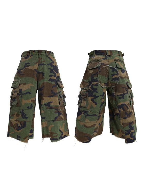 [GROUPMAREK] Camouflage Grenade Shorts Cropped Pants