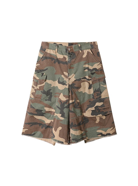 [MEWORKS] A-Line Silhouette Washed Camouflage Pants