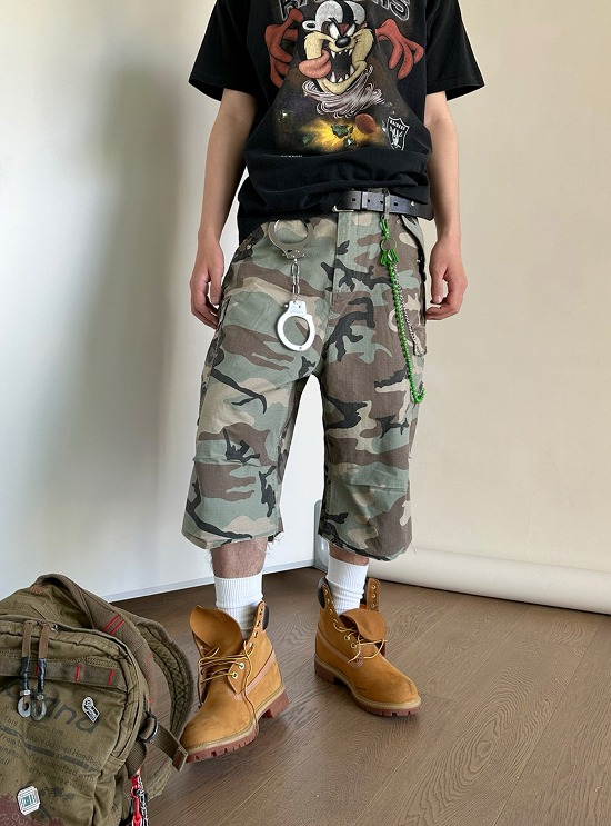 [TRENDYWUS] Camouflage Cargo Three-Quarter Shorts