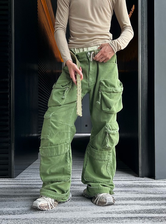[TRENDYWUS] Washed Three-Dimensional Pockets Pants