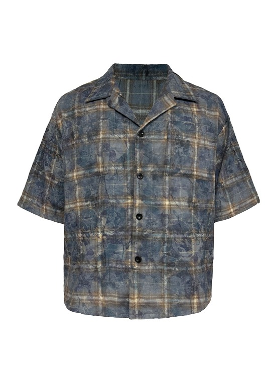 [JCAESAR] Pleated Short-Sleeved Tie-Die Shirt