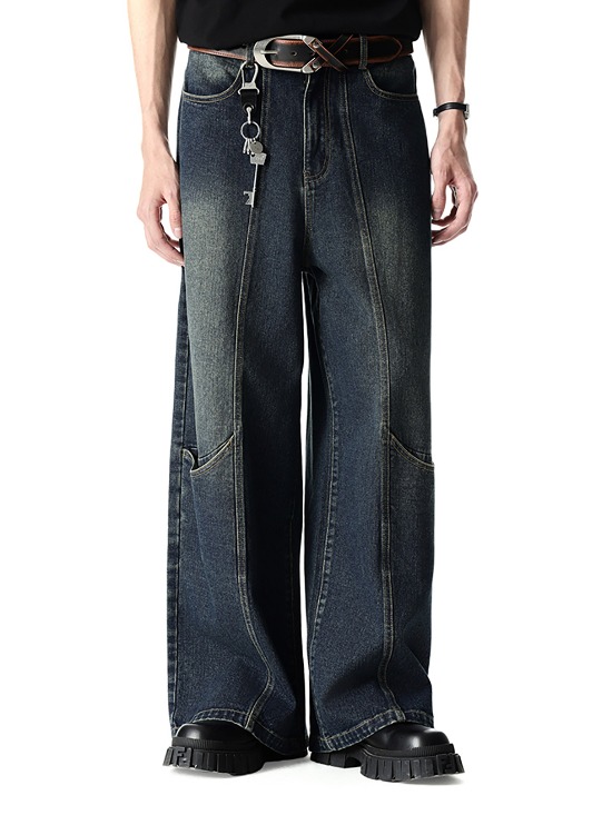 [CROWORLD] Vintage Distressed Washing Jeans