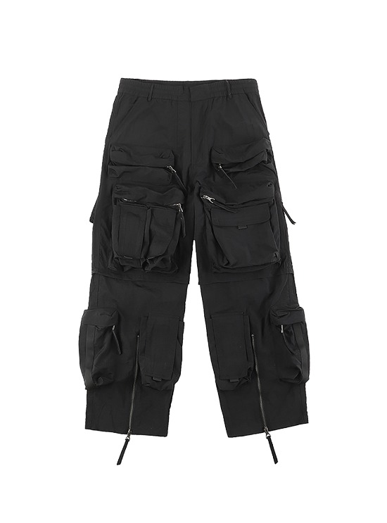 [D5OVE] Multi-Pocket Nylon Parachute Cargo Pants