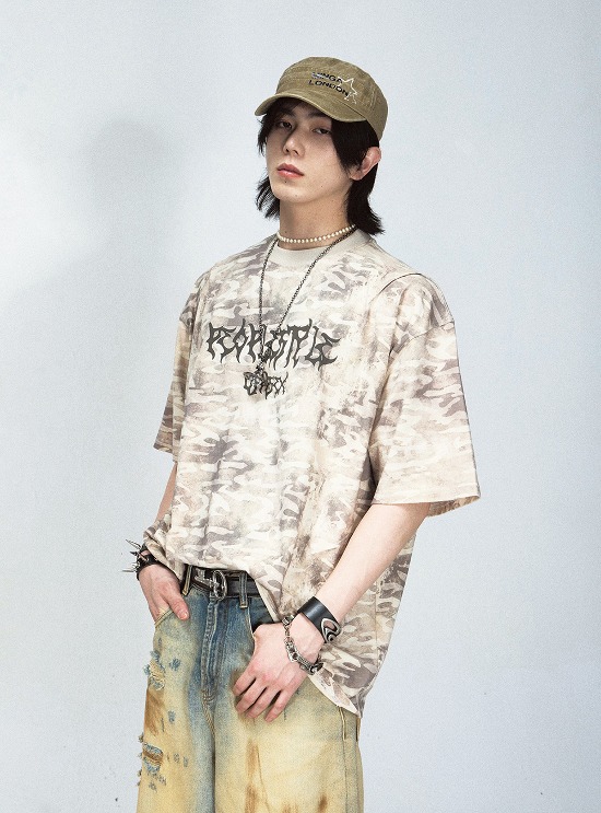 [PEOPLESTYLE] Camouflage Funk Wash T-Shirt