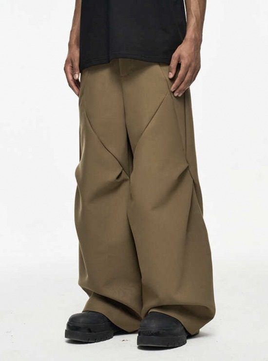 [CWHAT] Double-Pleated Rhombus Wide-Leg Pants (2color)