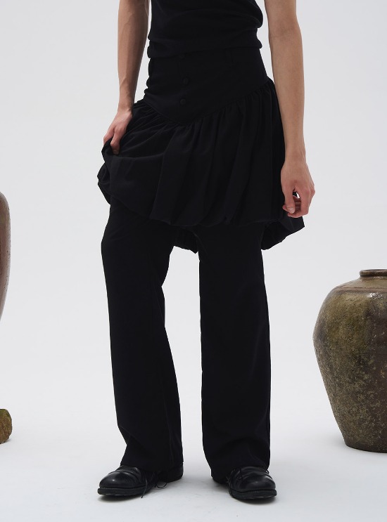 7440 37 1] Structured Wool Straight-Leg Pants - BCAESAR