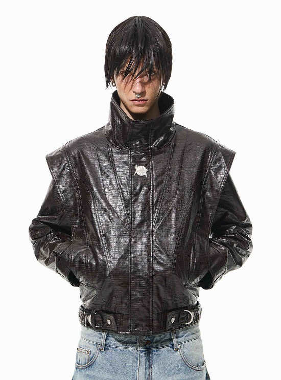 BLIND NO PLAN] Leather Decoration Hooded Jacket - BCAESAR