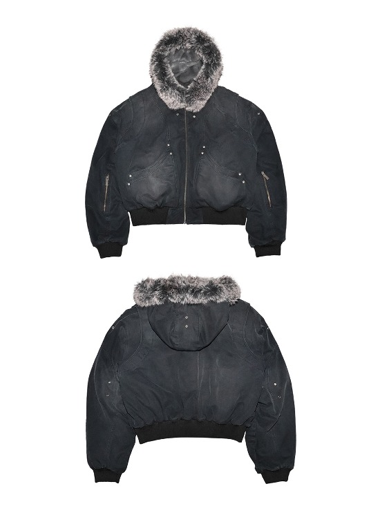 Black Checked Zipper-Jacket - BCAESAR