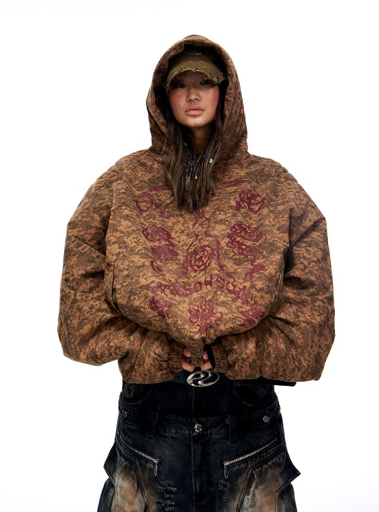 PERSONSOUL Brown DirtyCoat 中綿フードブルゾンブラウン PERSONSOUL Brown DirtyCoat 中綿フードブルゾンブラウン
