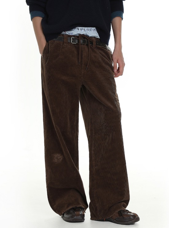 Basic Distressed Coated Wide-Leg Jeans - BCAESAR
