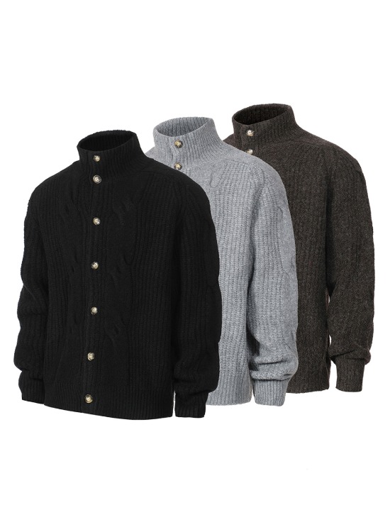 TERRAINCOGNITA] Two-Tone Half-Zip Knit Sweater - BCAESAR