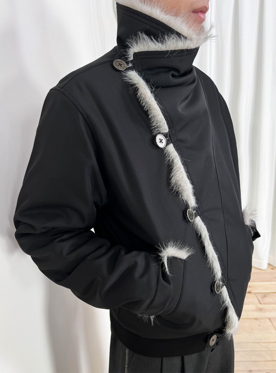 Slight Vogue] Asymmetrical Hooded Jacket (2color) | BCAESAR