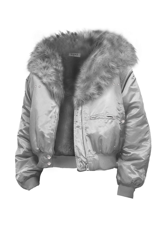 Vintage Printed Fur Hooded Zip-up Hoodie (2color) - BCAESAR