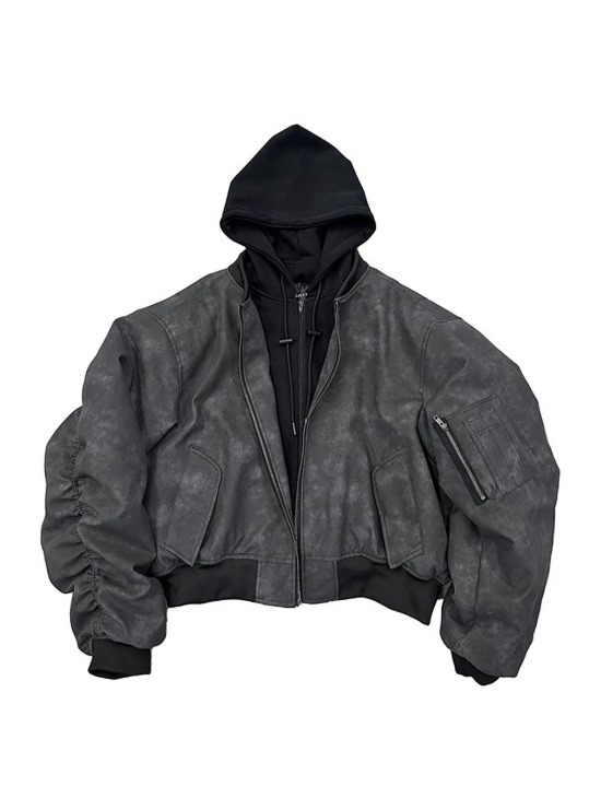 POPPROJECT] Camouflage Washed Bomber Jacket - BCAESAR