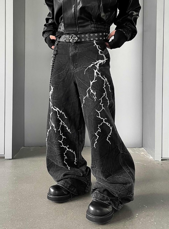 DARKFOG] Retro Wide-Leg Denim Pants - BCAESAR