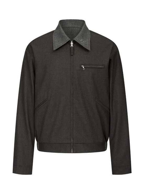 Black Checked Zipper-Jacket | BCAESAR