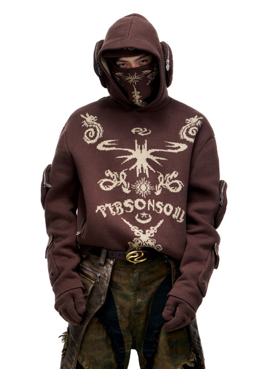 PERSONSOUL] Faux Fur Collar Leather Hoodie Jarket - BCAESAR