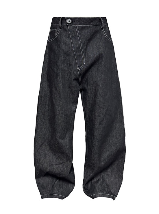 JCAESAR] Low-Crotch Coated Denim Pants | BCAESAR