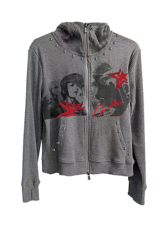 POPPROJECT] Dual-Layer Hooded PU Bomber Jacket - BCAESAR