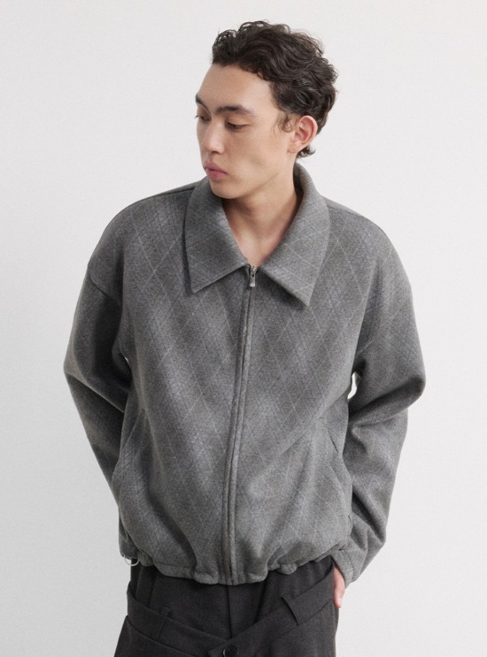 Black Checked Zipper-Jacket | BCAESAR