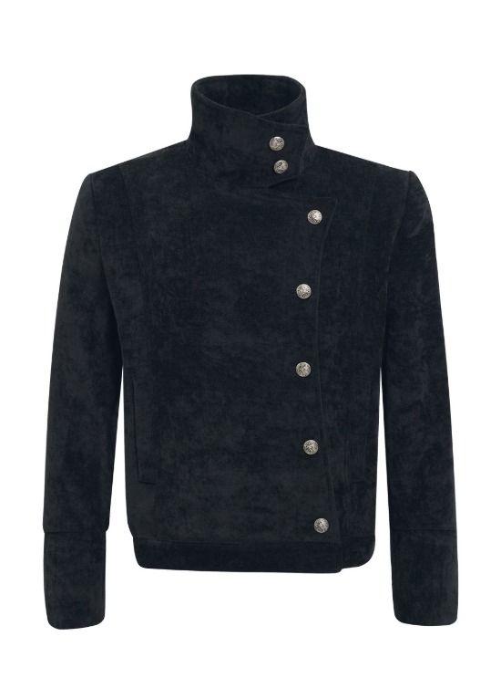 Black Checked Zipper-Jacket - BCAESAR