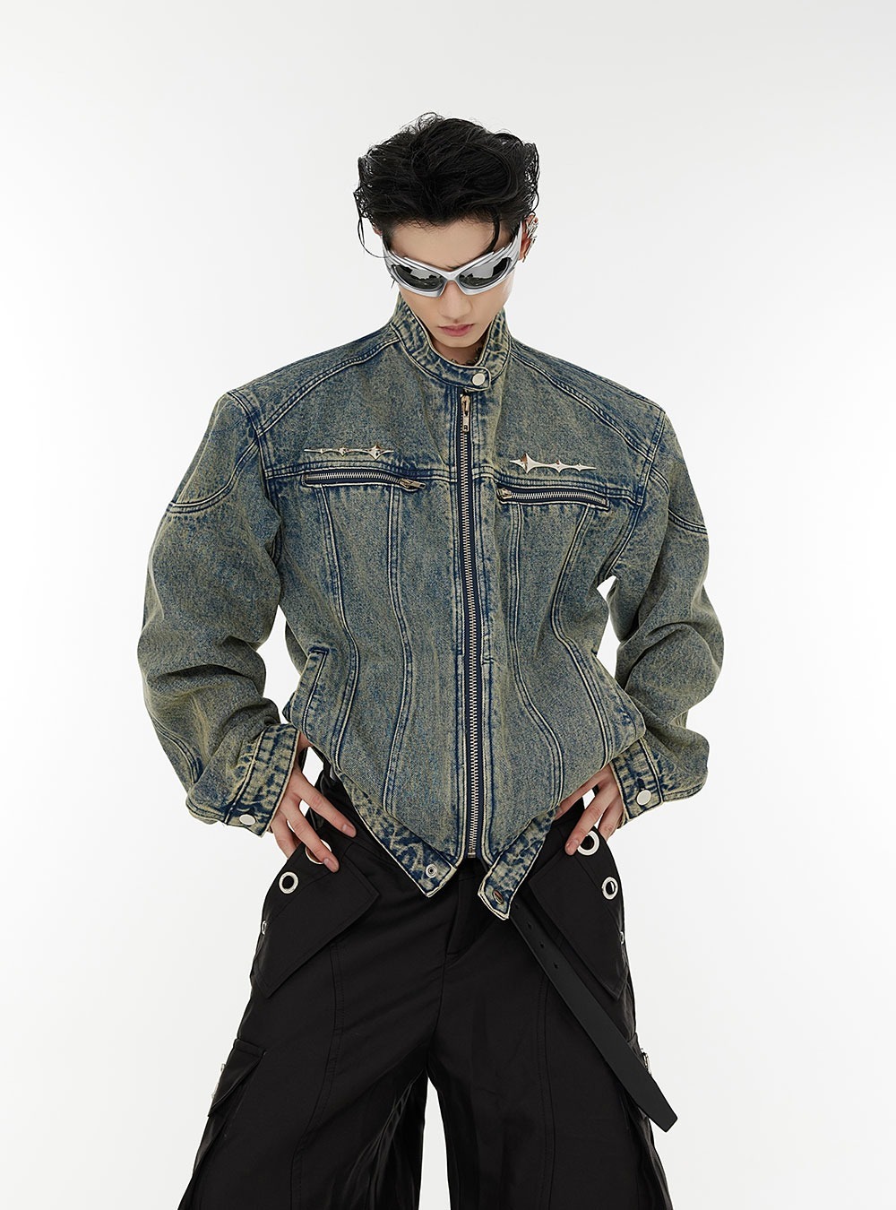 [LUCE GARMENT] Deconstructed short denim jacket (2color)