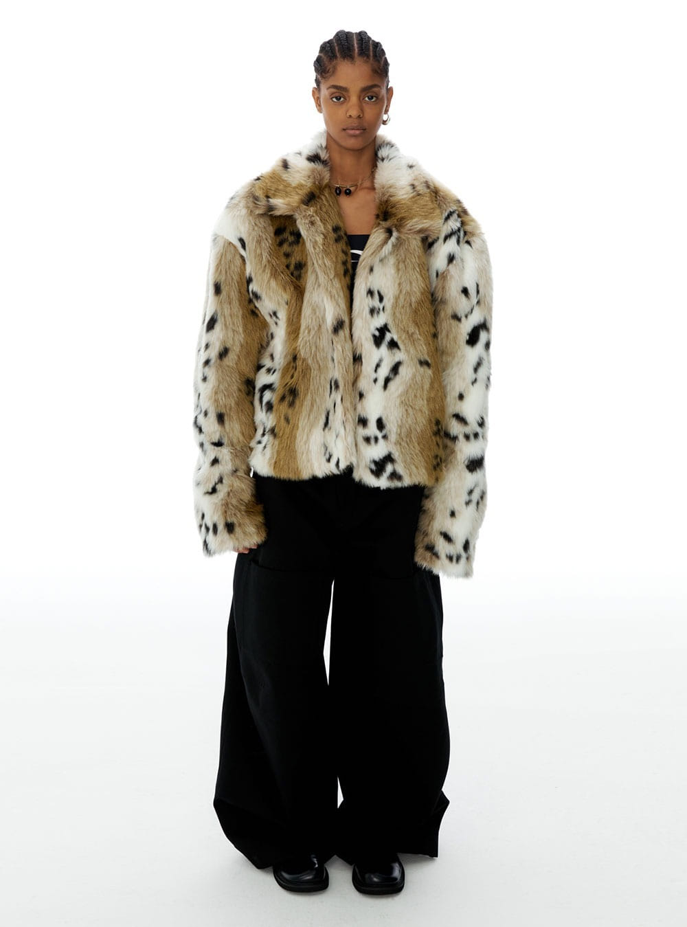[ANTERIOR LOVED] imitation mink tiger print fur jacket
