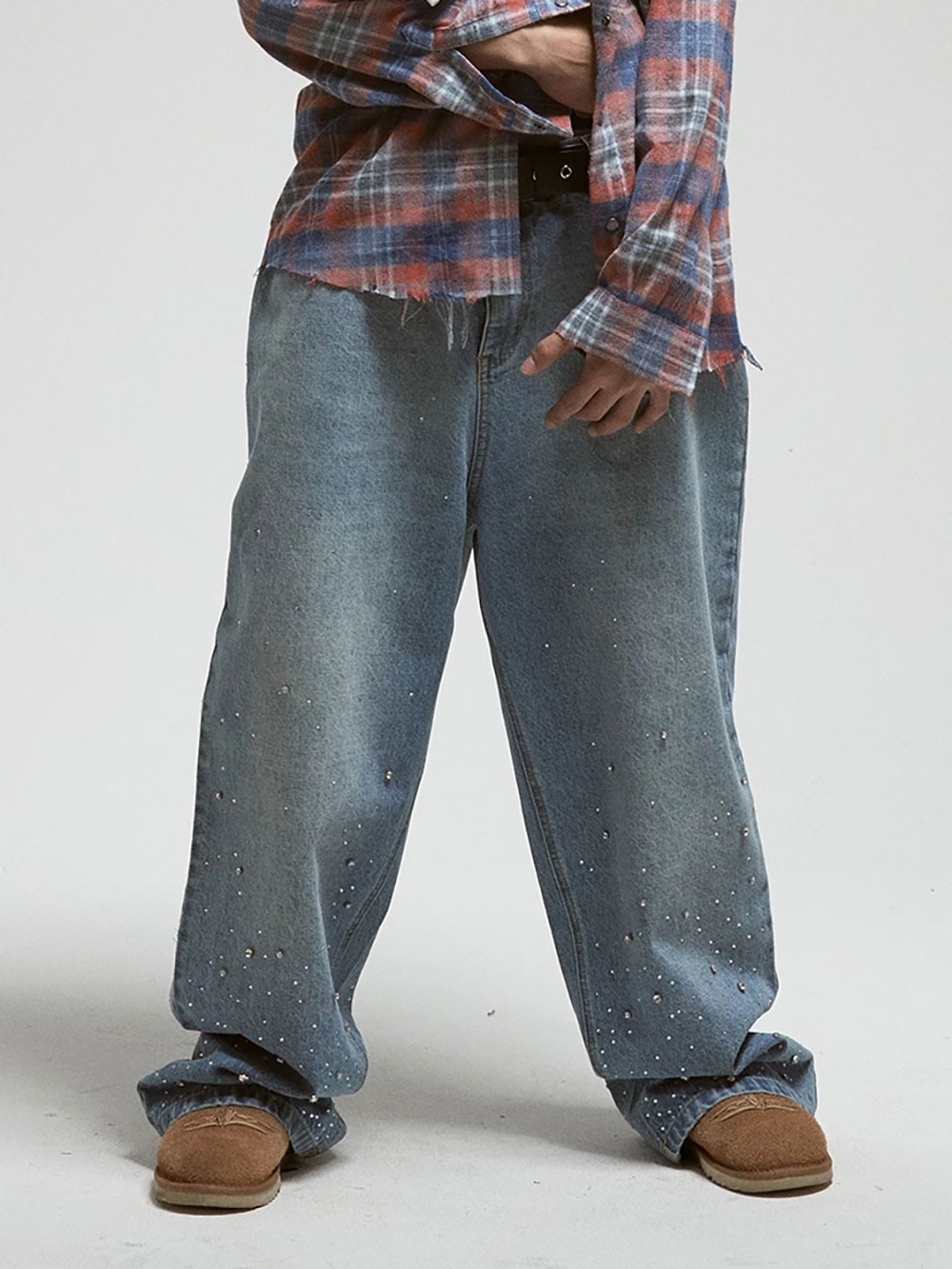 [NOUVEAU RICHE/NR] Handmade starry blue baggy jeans