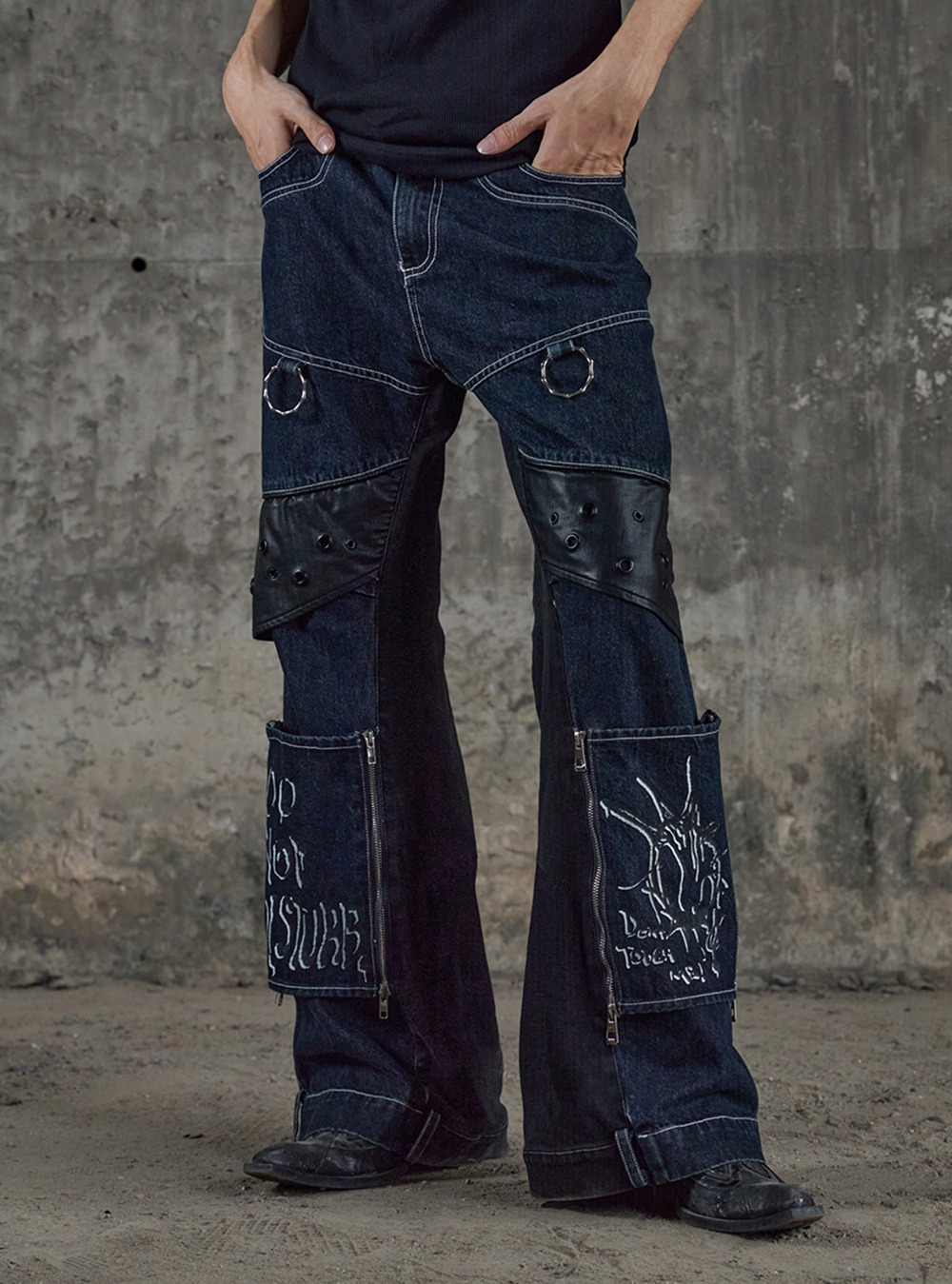 [DNDDES] Detachable Washing Distressed Straight Jeans